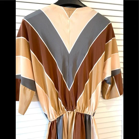 Vintage striped wrap front midi dress - Picture 8 of 13